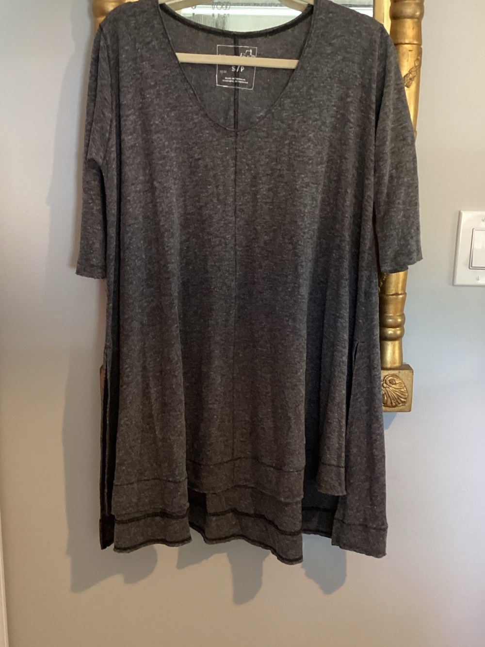 We The Free Charcoal Gray Relaxed Tunic Top